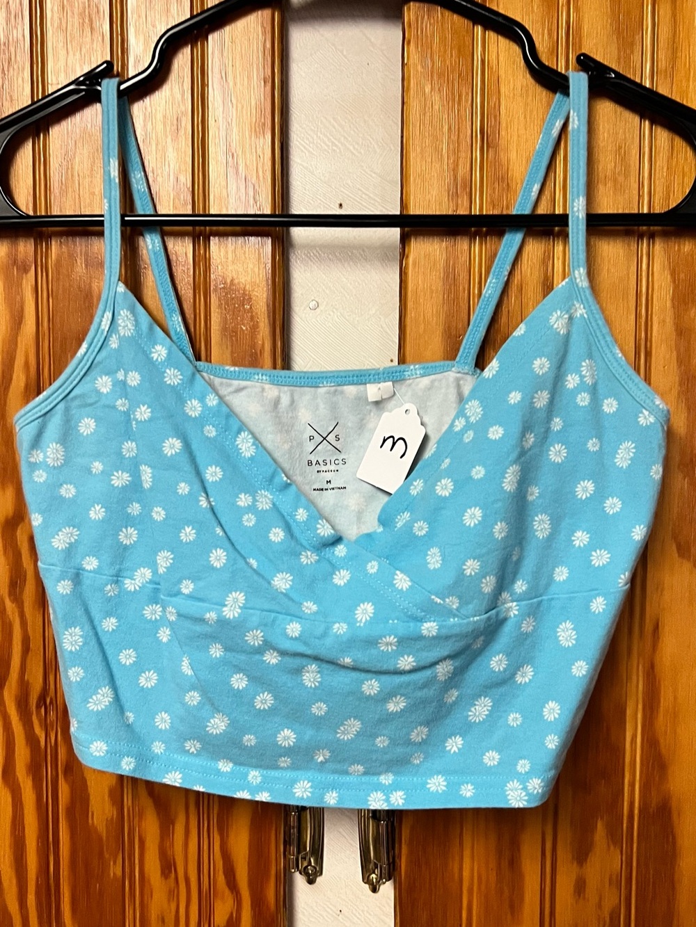 PAC sun  Women’s Light Blue Daisy Print Cropped Cami size M